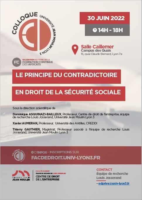 Affiche [Colloque] Le principe du contradictoire en droit de la sécurité sociale
