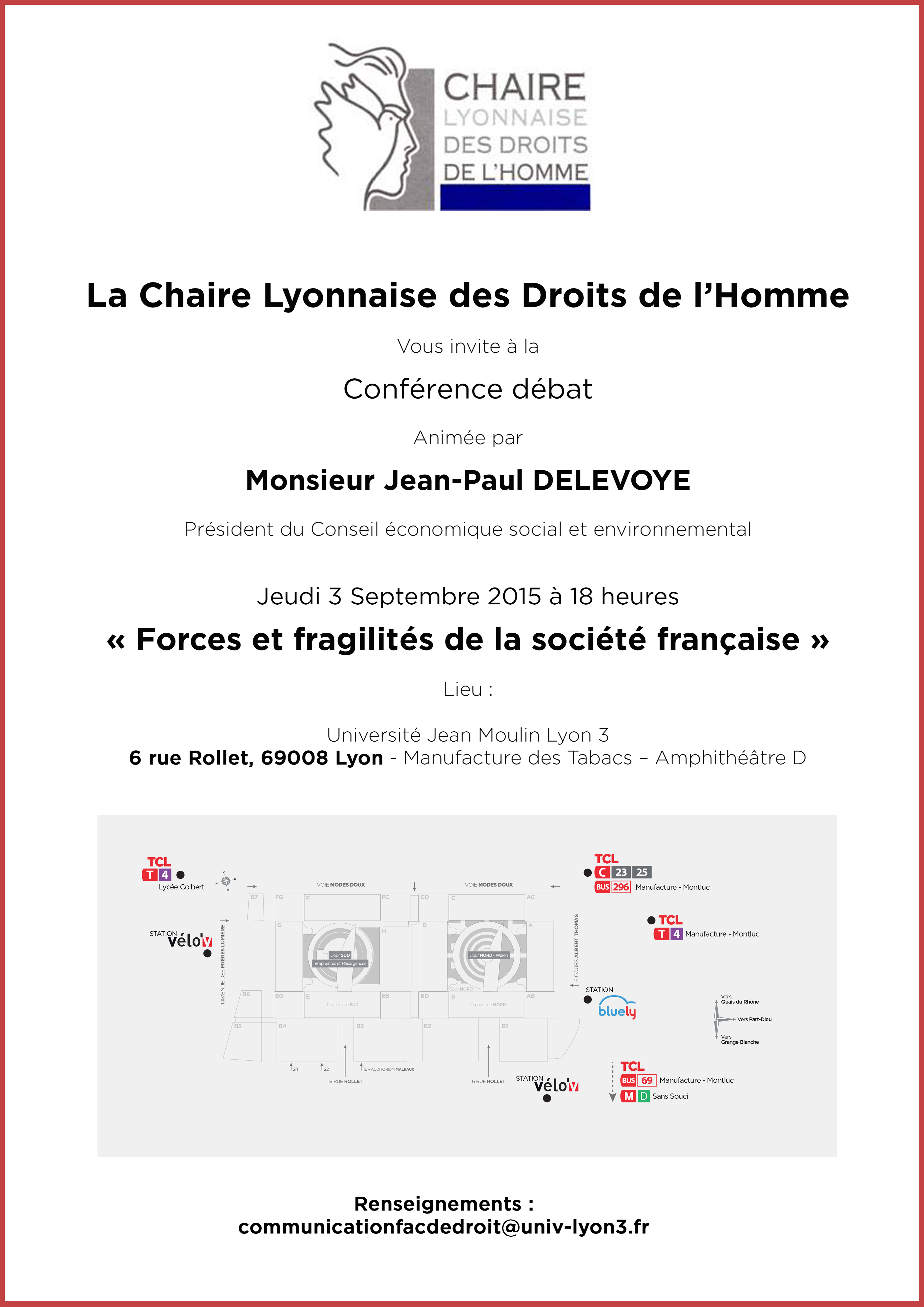 Affiche Chaire Lyonnaise des Droits de l'Homme