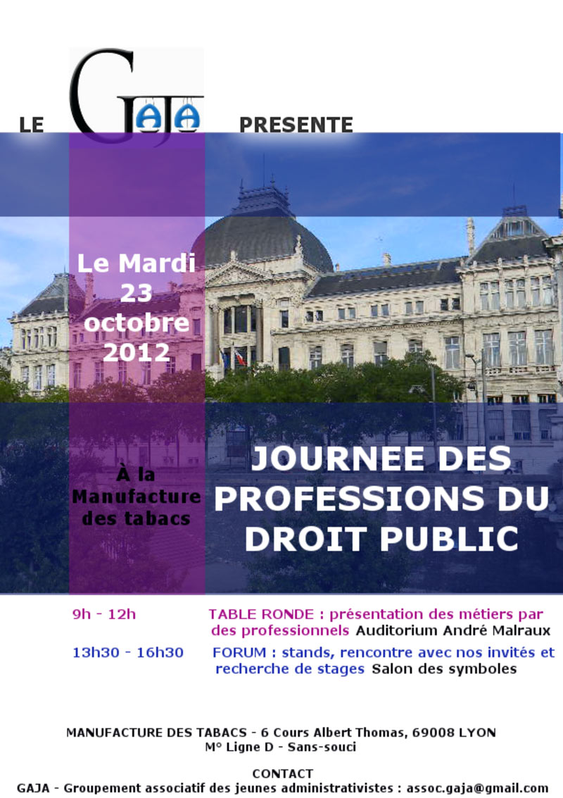 Affiche journée professions droit public - Lyon 3