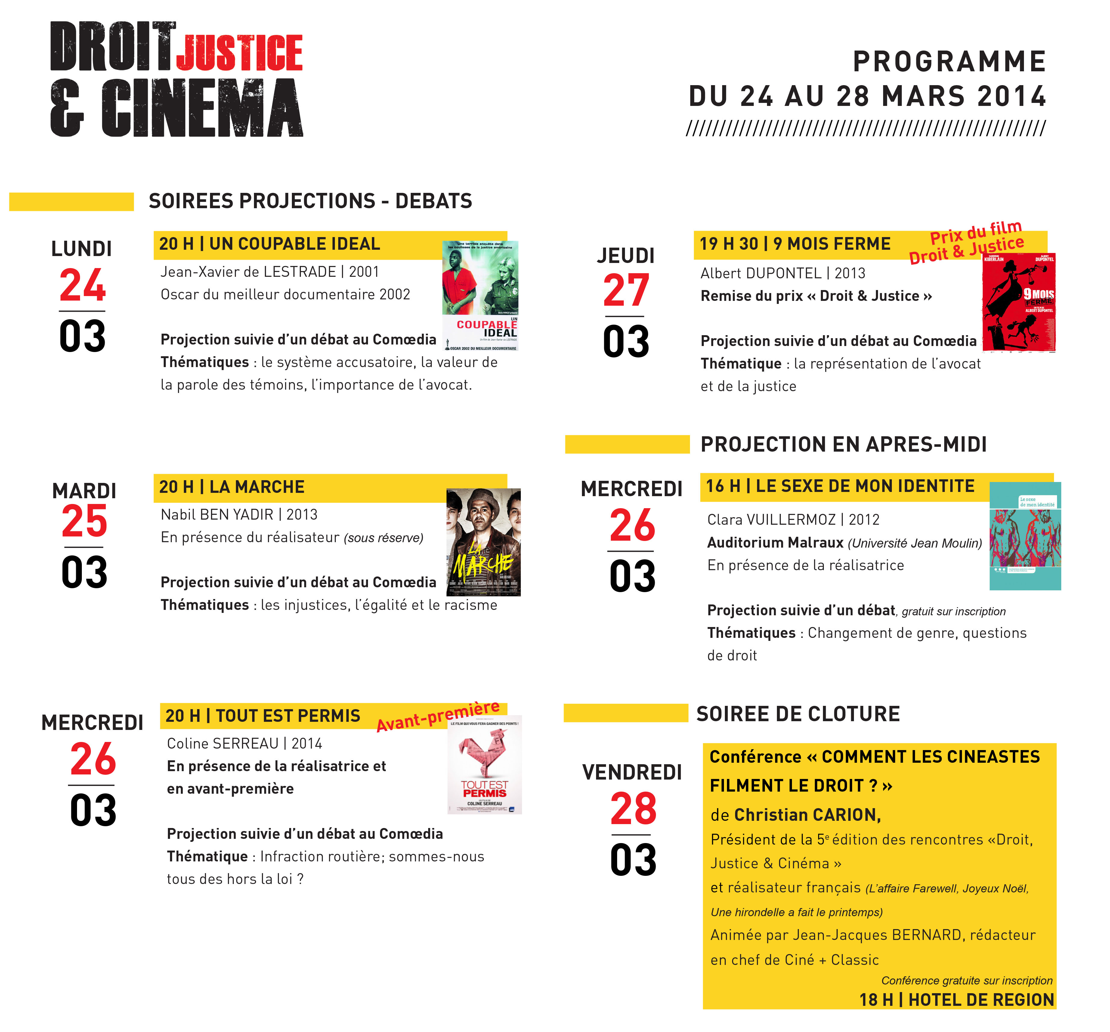 Droit justice cinéma programme 2014